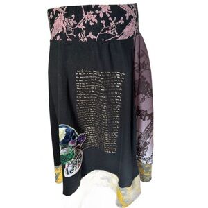Floral Patchwork Desigual Skirt - Black and Purple Patterned